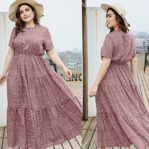 Boho plus size dot swing maxi dress